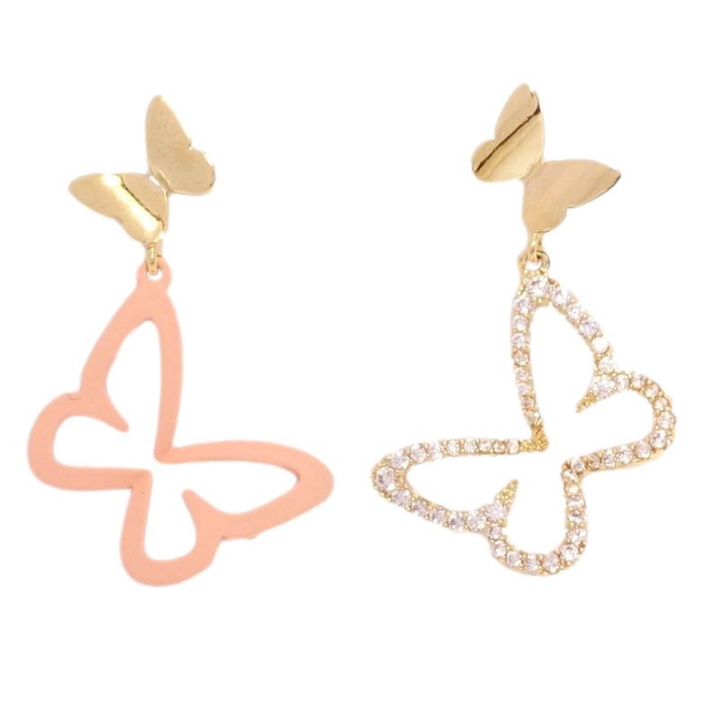 Серьги Xuping JEAN GOUJON Позолота 14K пусеты Ассиметричные бабочки фото №1