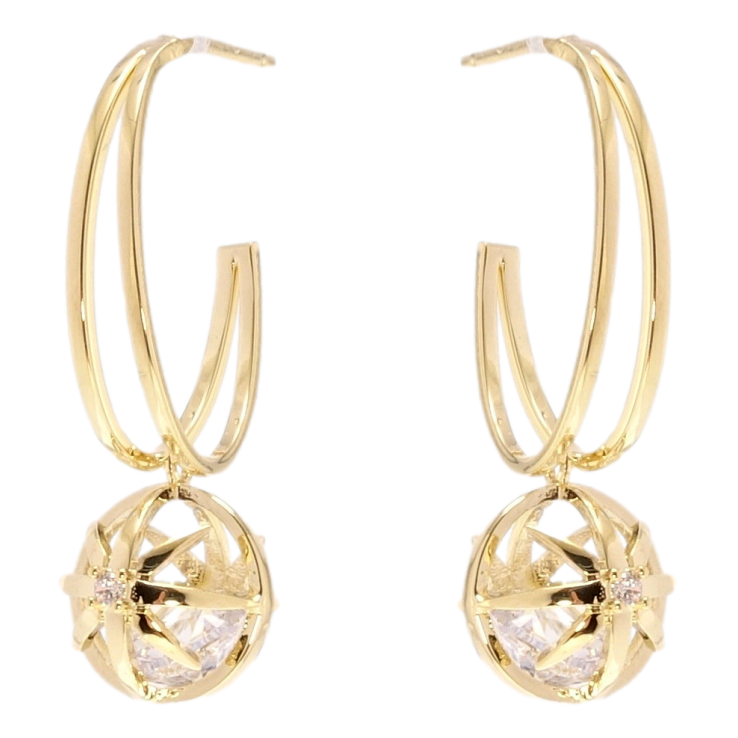 Серьги Xuping JEAN GOUJON Позолота 14K пусеты Шарики с кристаллами на фото №15