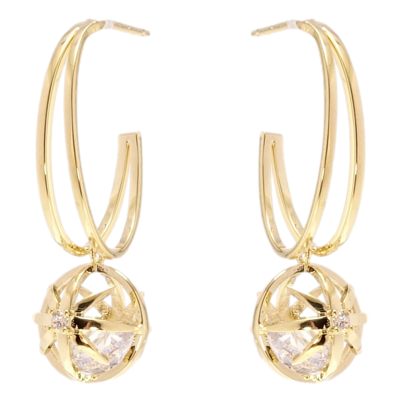 Сережки Xuping JEAN GOUJON Позолота 14K пусети Кульки з кристалами на фото №1