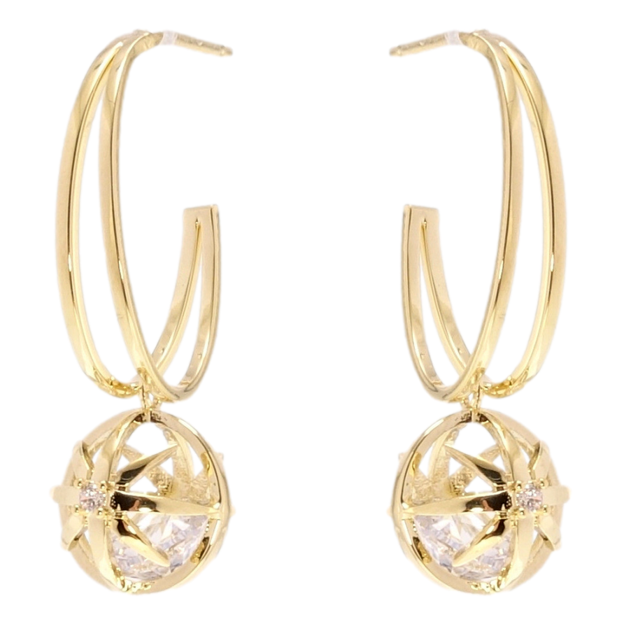 Сережки Xuping JEAN GOUJON Позолота 14K пусети Кульки з кристалами на фото №1