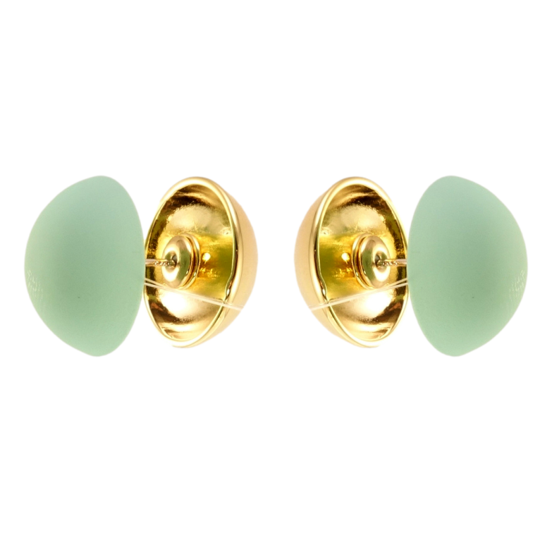 Серьги Xuping JEAN GOUJON Позолота 14K пусеты Полусферы с матовой эмалью ø 16мм фото №8