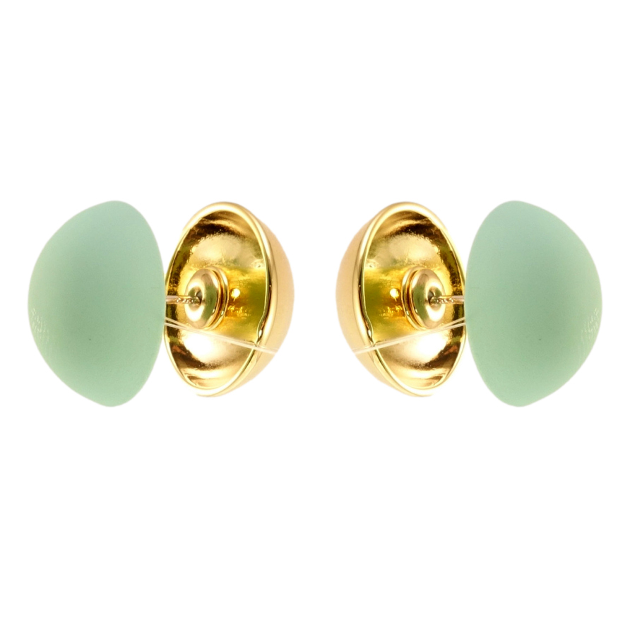 Серьги Xuping JEAN GOUJON Позолота 14K пусеты Полусферы с матовой эмалью ø 16мм фото №1