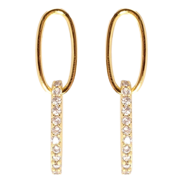 Сережки Xuping JEAN GOUJON Позолота 14K пусети Овальні підвіски з цирконієм фото №14