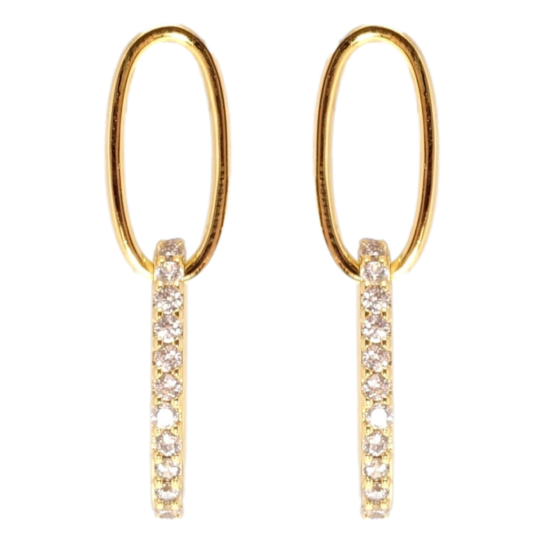 Серьги Xuping JEAN GOUJON Позолота 14K пусеты Овальные подвески с цирконием фото №1