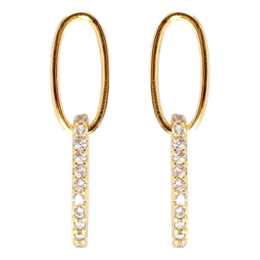 Сережки Xuping JEAN GOUJON Позолота 14K пусети Овальні підвіски з цирконієм фото №1