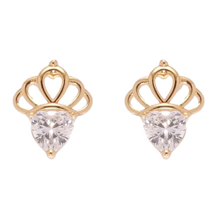 Серьги Xuping JEAN GOUJON Позолота 18K пусеты Кристальные сердечки с короной фото №2