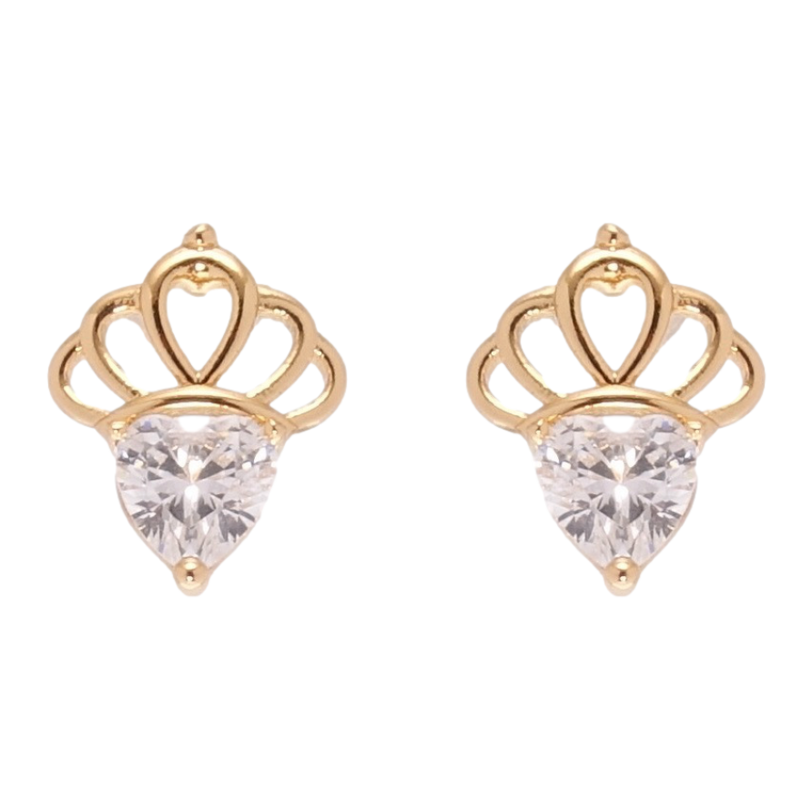 Серьги Xuping JEAN GOUJON Позолота 18K пусеты Кристальные сердечки с короной фото №1