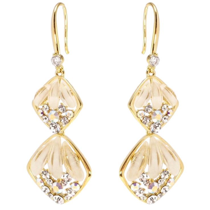 Серьги Xuping JEAN GOUJON Позолота 14K французский замок Изысканные ромбовые подвески фото №3