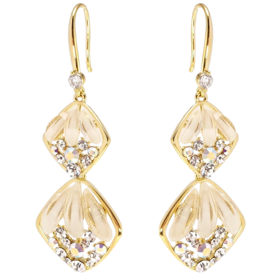 Сережки Xuping JEAN GOUJON Позолота 14K французький замок Вишукані ромбові підвіски фото №1