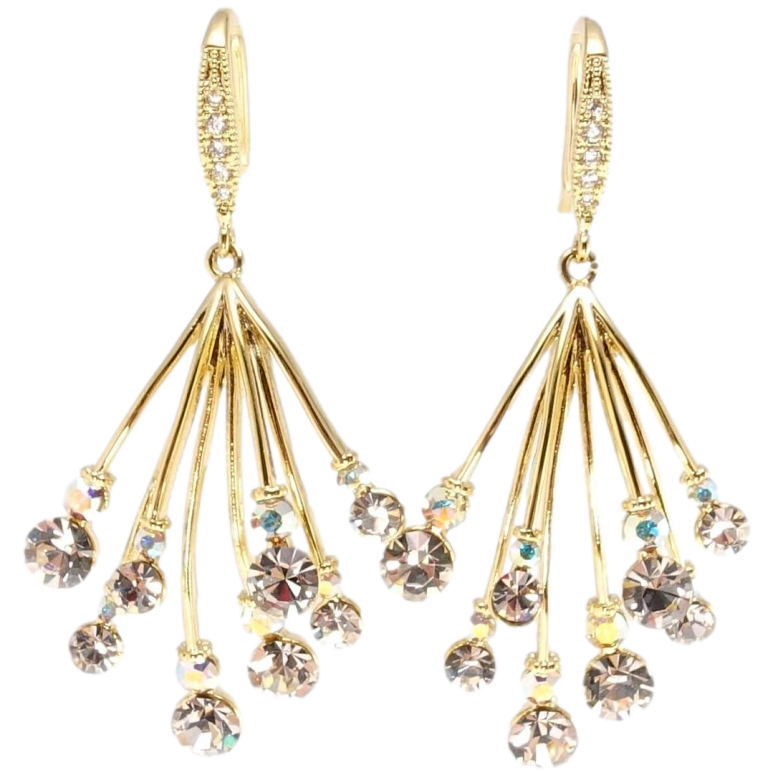 Серьги Xuping JEAN GOUJON Позолота 14K французский замок Кристальная феерия фото №9