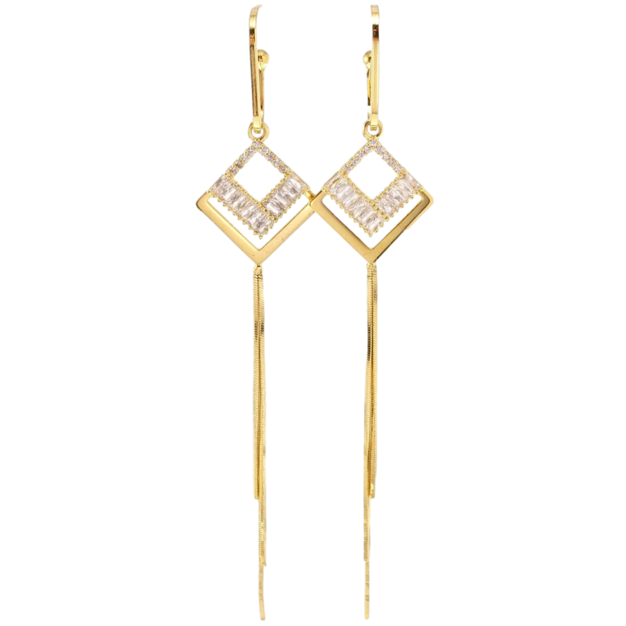 Серьги Xuping JEAN GOUJON Позолота 14K пусеты Элегантные ромбовые подвески фото №1