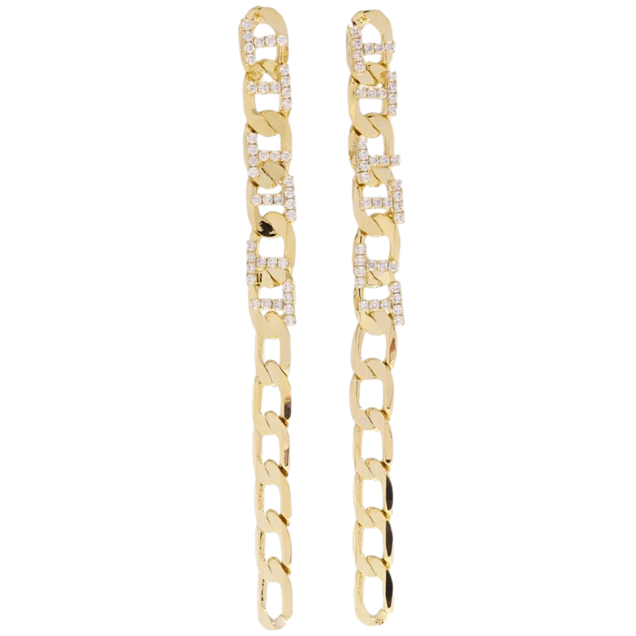 Серьги Xuping JEAN GOUJON Позолота 14K пусеты Цепочка с цирконием фото №1