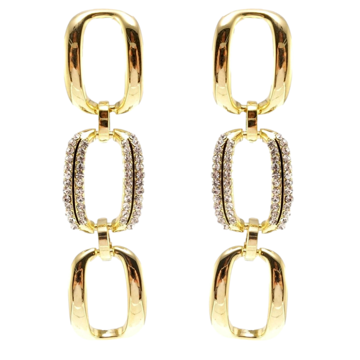 Сережки Xuping JEAN GOUJON Позолота 14K пусети Овальні ланки з цирконієм фото №15