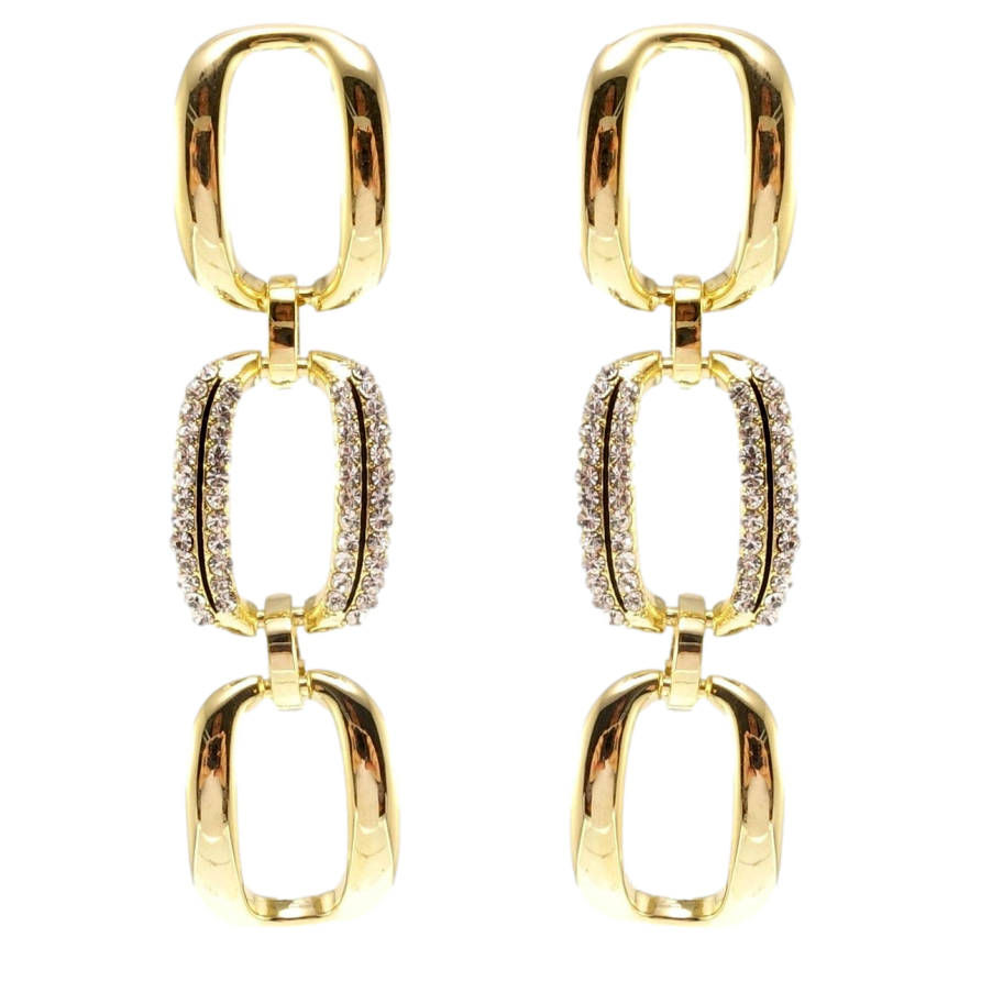 Сережки Xuping JEAN GOUJON Позолота 14K пусети Овальні ланки з цирконієм фото №1