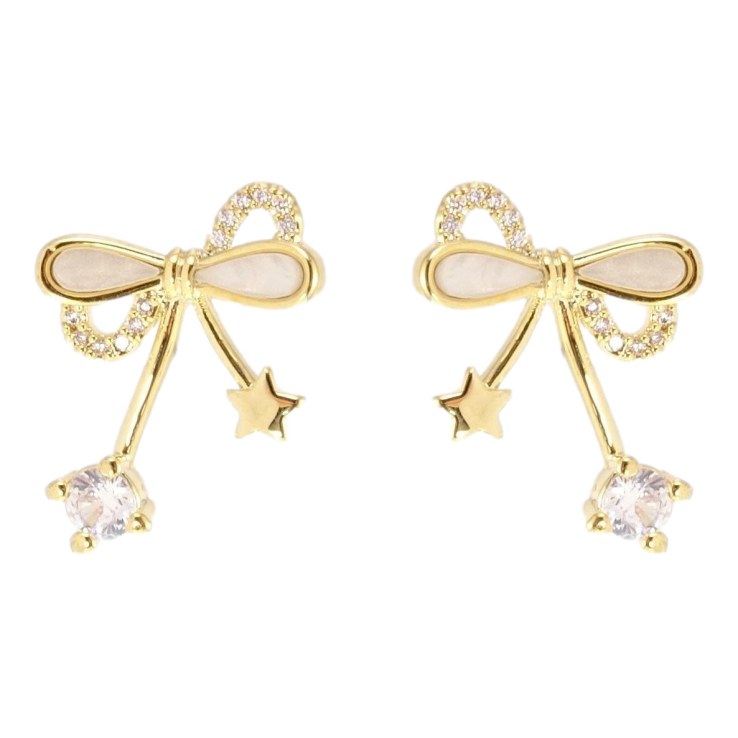 Сережки Xuping JEAN GOUJON Позолота 14K пусети Перламутрові банти фото №10