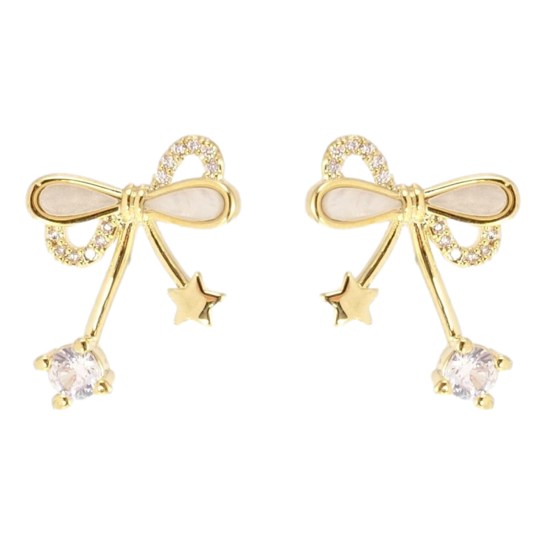 Сережки Xuping JEAN GOUJON Позолота 14K пусети Перламутрові банти фото №1