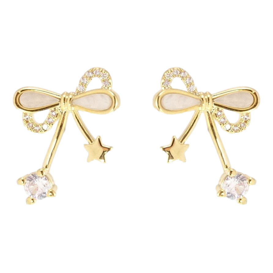 Сережки Xuping JEAN GOUJON Позолота 14K пусети Перламутрові банти фото №1