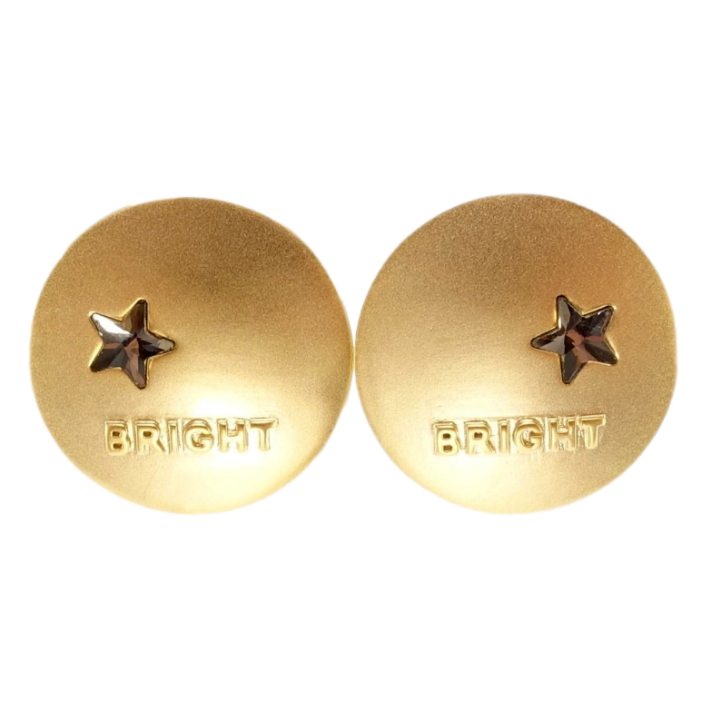 Серьги Xuping JEAN GOUJON Позолота 14K пусеты Круги с звездами и надписью ø 2см фото №1