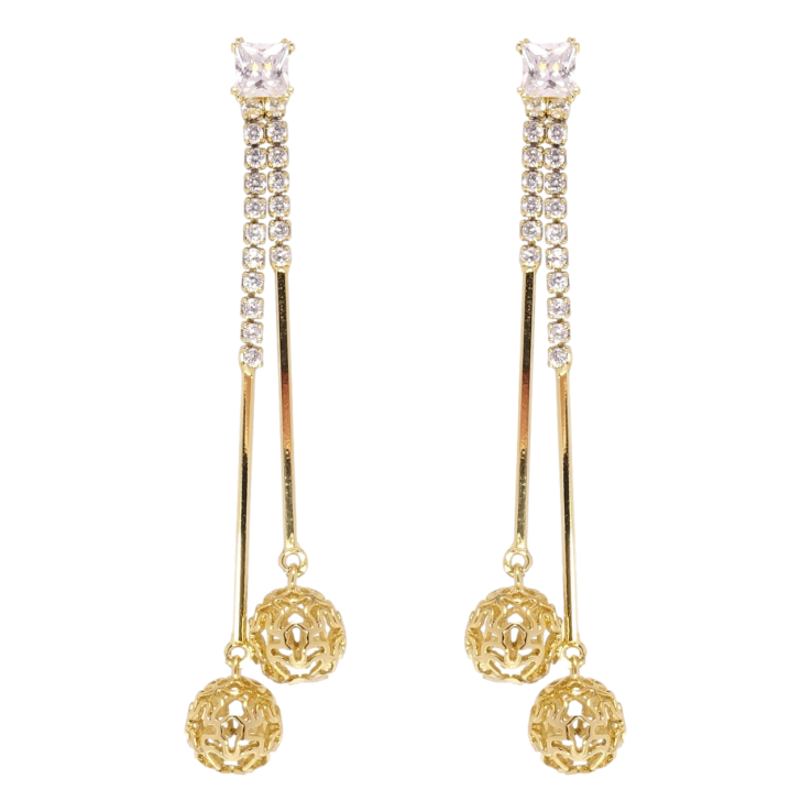 Серьги Xuping JEAN GOUJON Позолота 14K пусеты Резные шарики на дорожках фото №20