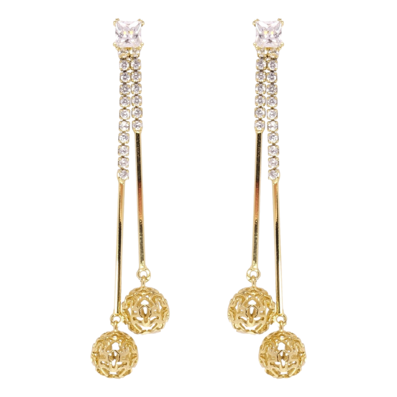 Серьги Xuping JEAN GOUJON Позолота 14K пусеты Резные шарики на дорожках фото №1
