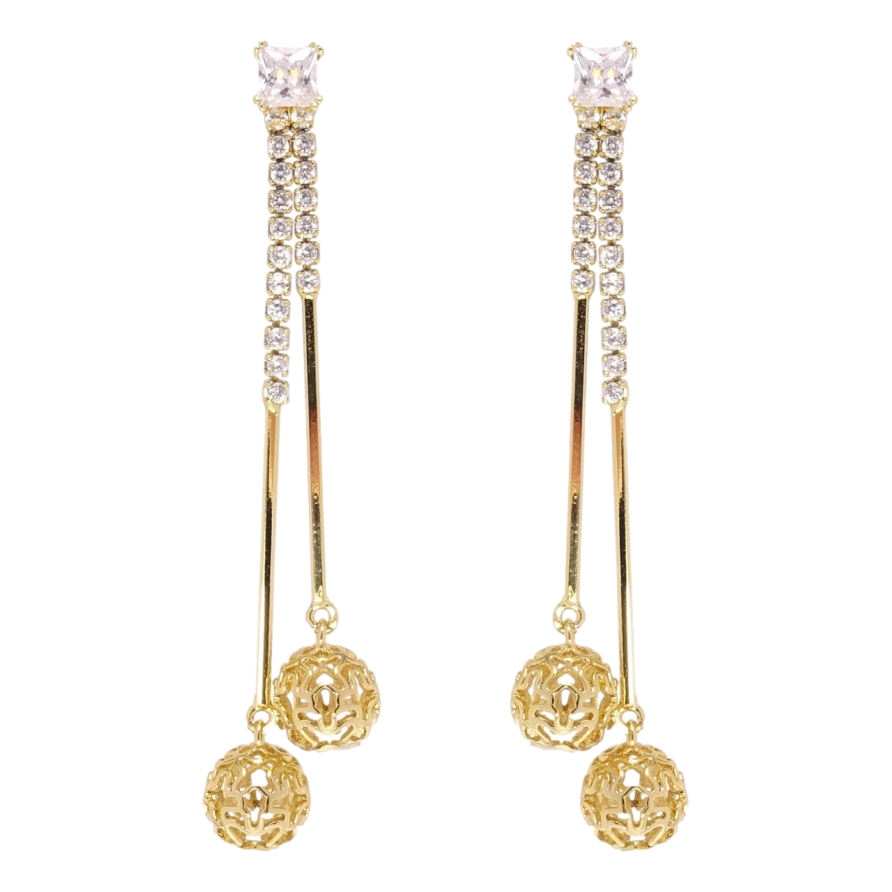 Сережки Xuping JEAN GOUJON Позолота 14K пусети Різні кульки на доріжках фото №1