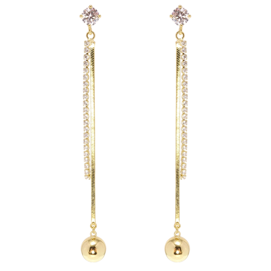 Сережки Xuping JEAN GOUJON Позолота 14K пусети Кристальний ланцюжок з кулькою фото №1