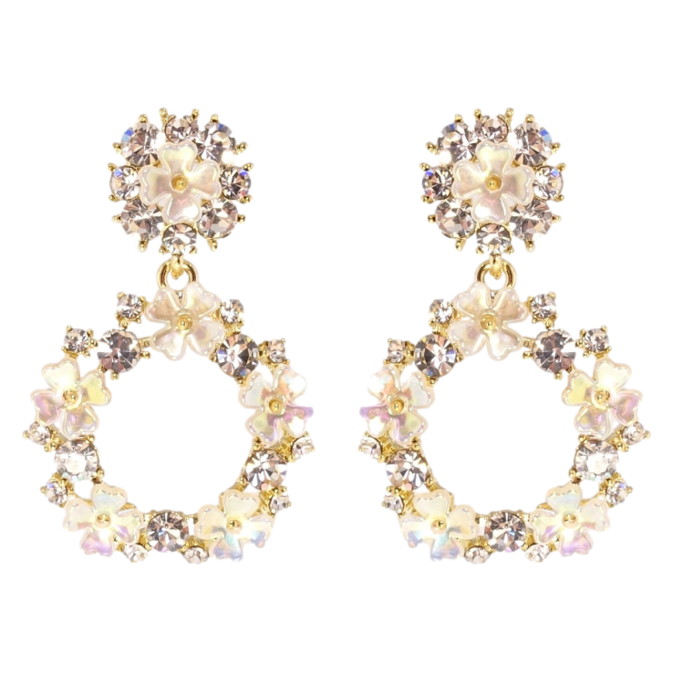 Серьги Xuping JEAN GOUJON Позолота 14K пусеты Цветочные веночки фото №21