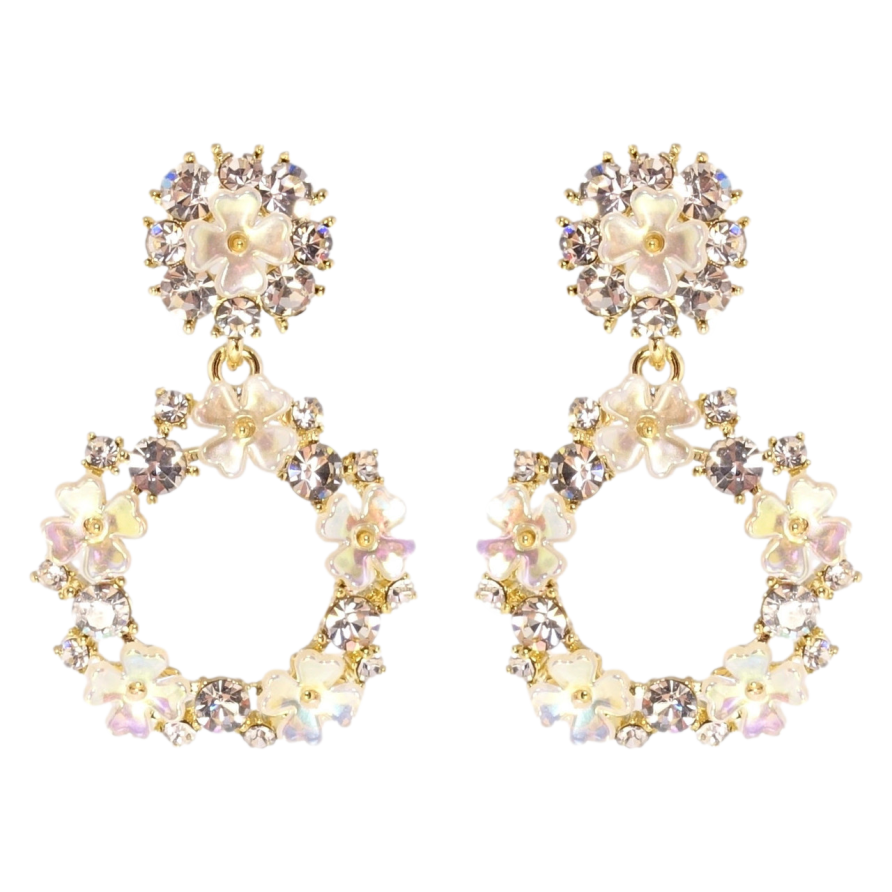 Серьги Xuping JEAN GOUJON Позолота 14K пусеты Цветочные веночки фото №1