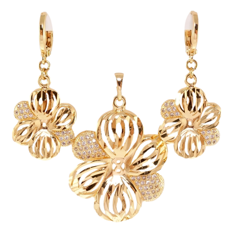 Набір Xuping M&L Колір 18K Сережки Кулон Різні квіточки з цирконієм фото №8