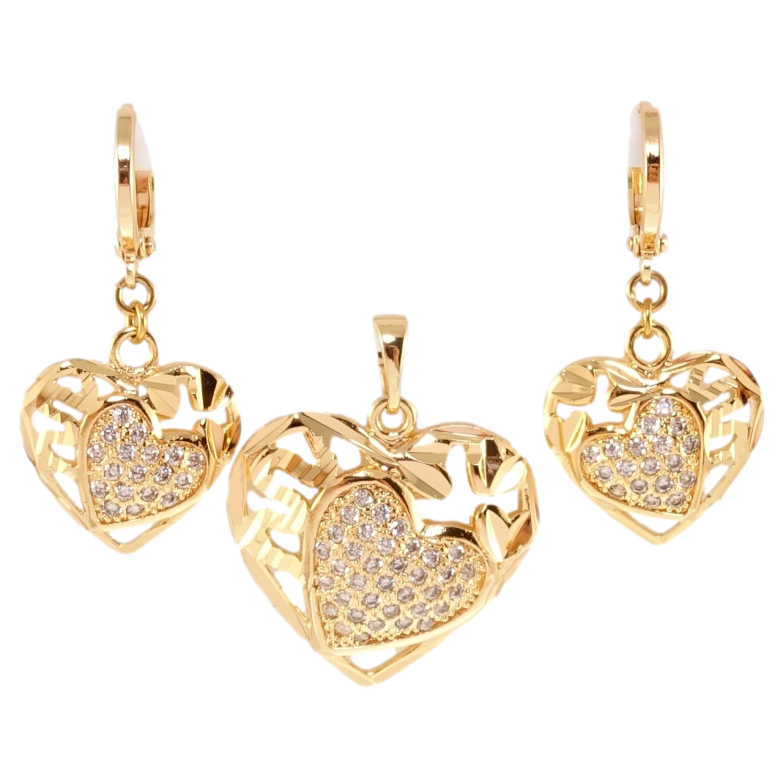 Набір Xuping M&L Колір 18K Сережки Кулон Різні серця з цирконієм фото №1
