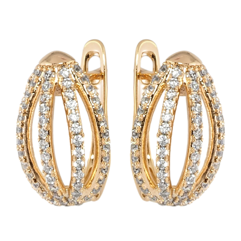 Серьги Xuping Позолота 18K английский замок Узор из дорожек циркония фото №2 Серьги Xuping Позолота 18K английский замок Узор из дорожек циркония фото №2