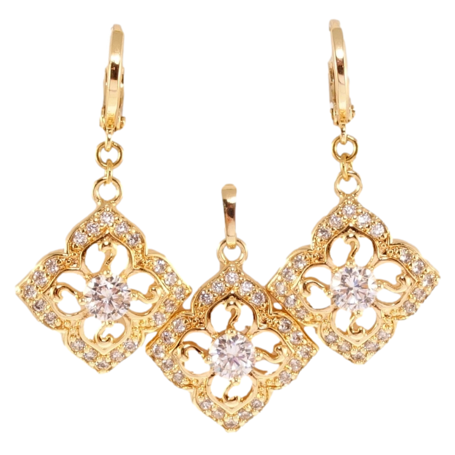 Набір Xuping M&L Колір 18K Сережки Кулон Вишукані чотирилисники фото №1