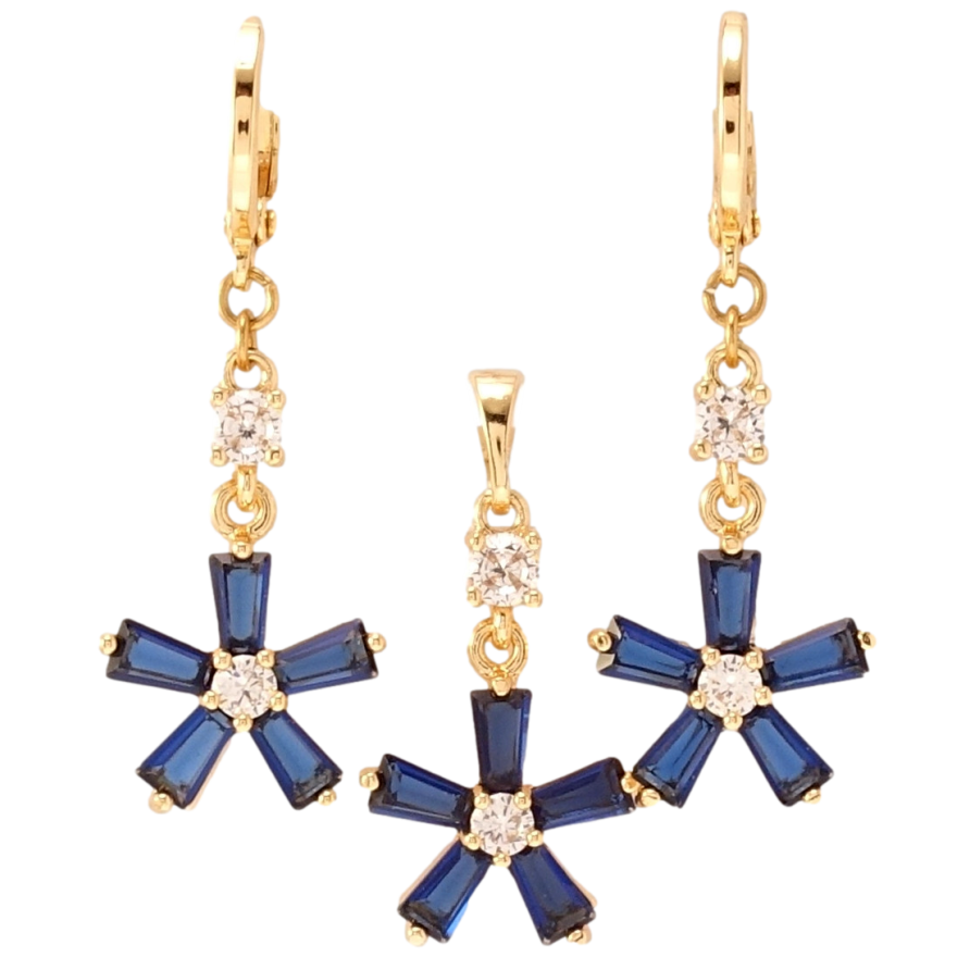 Xuping M&L Колір 18K Сережки Кулон Сині кристальні квіточки фото №1