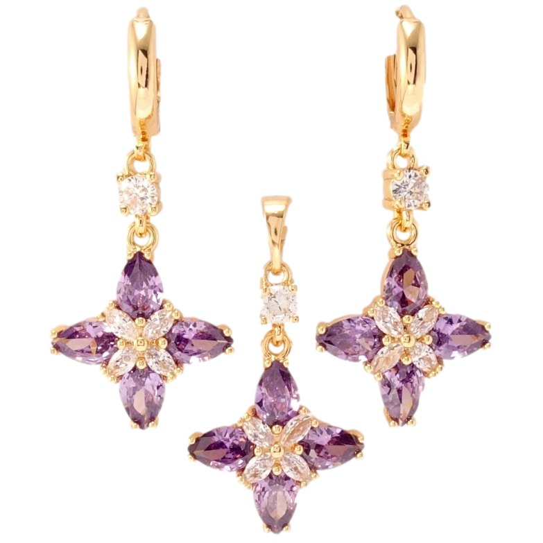 Xuping M&L Колір 18K Сережки Кулон Декоративні бузкові кристальні хрестики фото №1