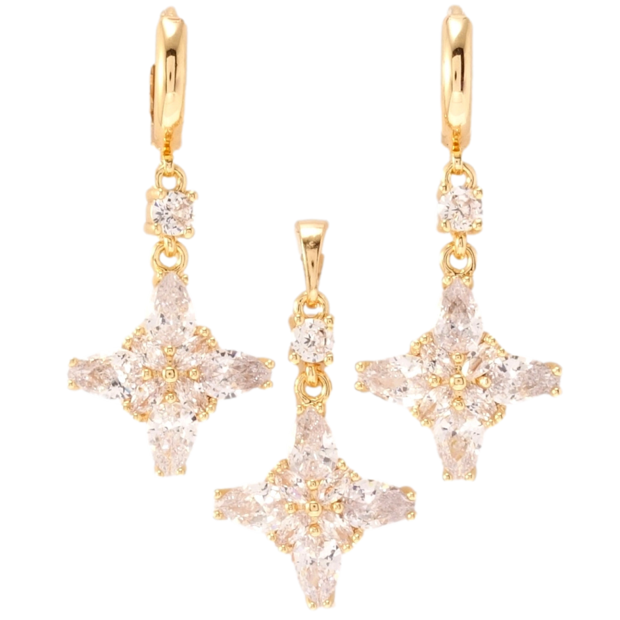 Набор Xuping M&L цвет 18K Серьги Кулон "Декоративные кристальные крестики" фото №1 Набор Xuping M&L цвет 18K Серьги Кулон "Декоративные кристальные крестики" фото №1