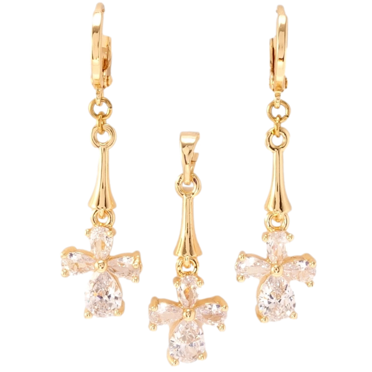 Набір Xuping M&L Колір 18K Сережки Кулон Кристальні хрестики фото №16 Набір Xuping M&L Колір 18K Сережки Кулон Кристальні хрестики фото №16