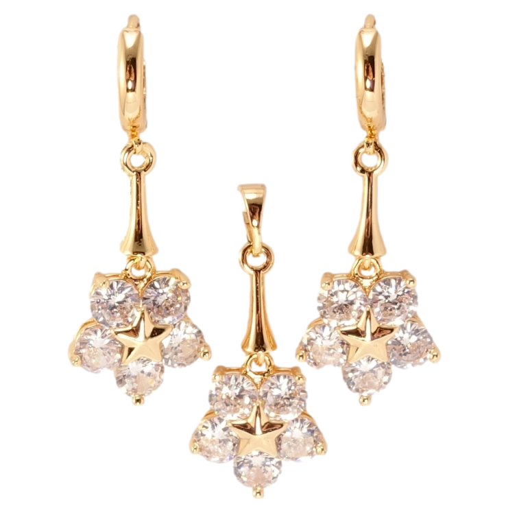 Набор Xuping M&L Цвет 18K Серьги Кулон Кристальные цветочки фото №4