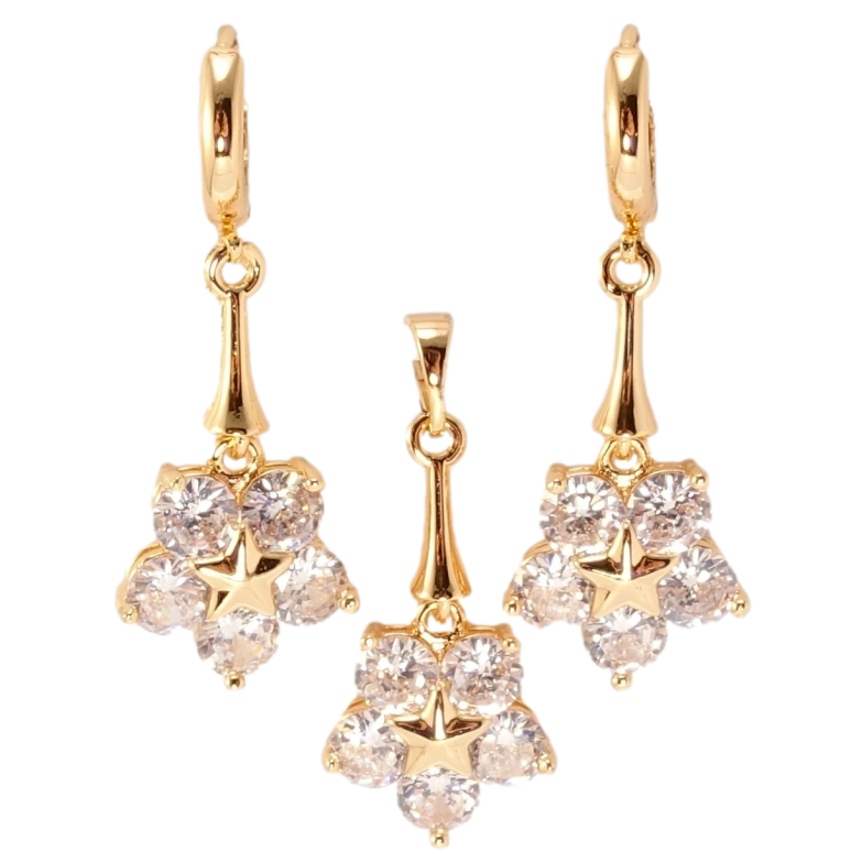 Набір Xuping M&L Колір 18K Сережки Кулон Кристальні квіточки фото №1