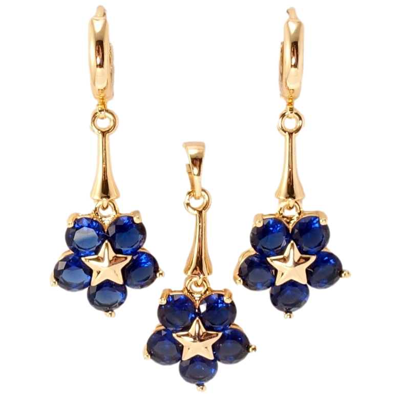 Xuping M&L Колір 18K Сережки Кулон Сині кристальні квіточки фото №5