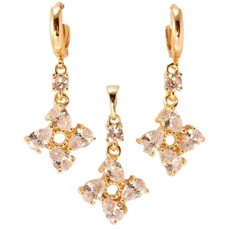 Набор Xuping M&L Цвет 18K Серьги Кулон Кристальные четырехлистники фото №2