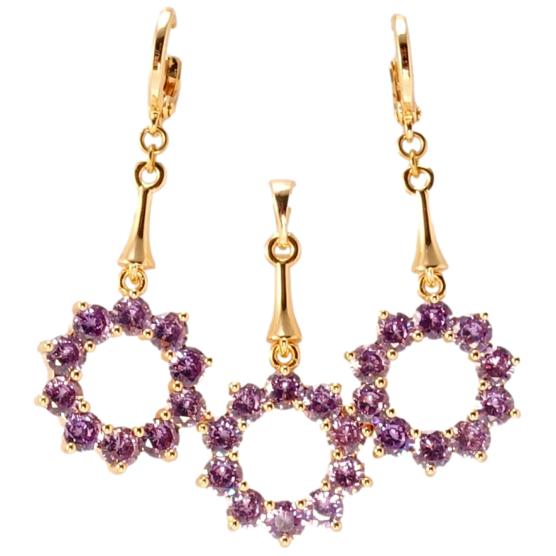 Набор Xuping M&L Цвет 18K Серьги Кулон Веночки из сиреневых кристаллов фото №1