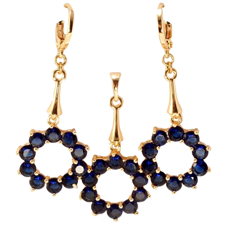 Набор Xuping M&L Цвет 18K Серьги Кулон Веночки из синих кристаллов фото №20