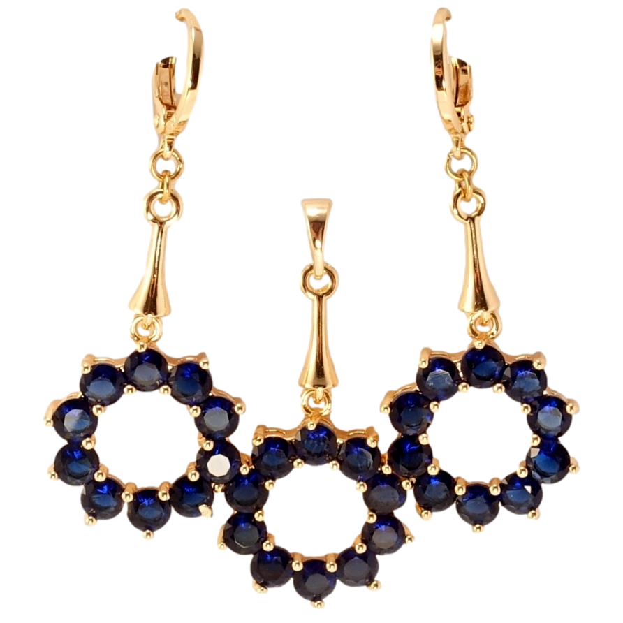 Набор Xuping M&L Цвет 18K Серьги Кулон Веночки из синих кристаллов фото №1