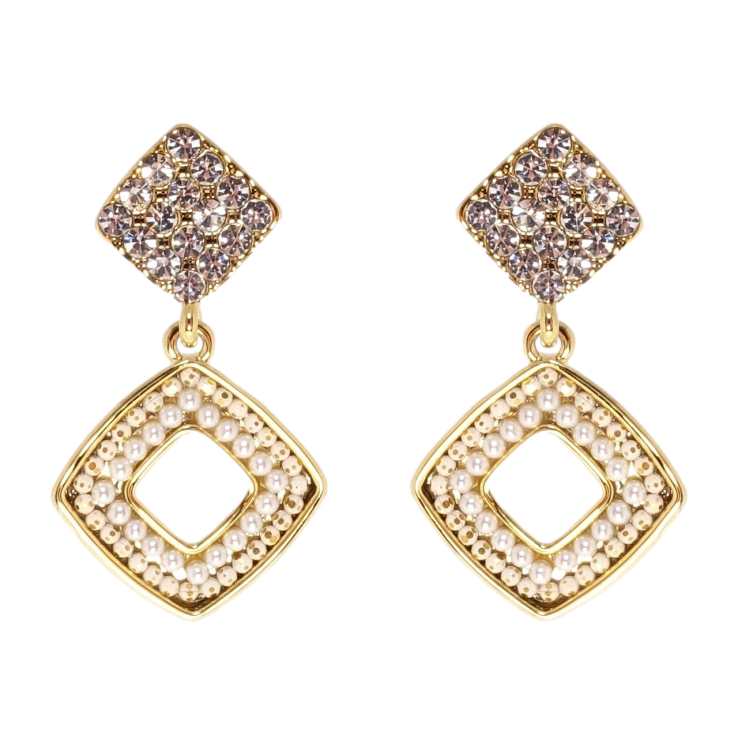 Серьги Xuping JEAN GOUJON Позолота 14K пусеты Элегантность ромбов фото №11