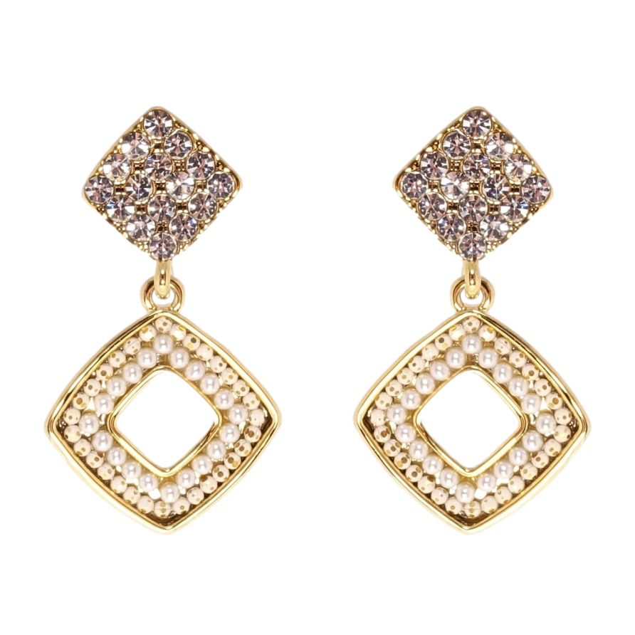 Серьги Xuping JEAN GOUJON Позолота 14K пусеты Элегантность ромбов фото №1