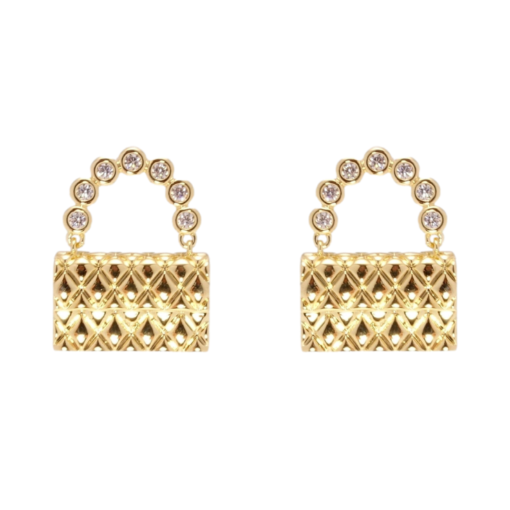 Серьги Xuping JEAN GOUJON Позолота 14K пусеты Сумочки с цирконием фото №9
