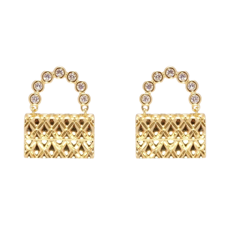 Серьги Xuping JEAN GOUJON Позолота 14K пусеты Сумочки с цирконием фото №8