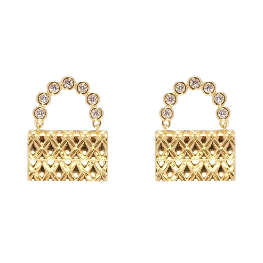 Серьги Xuping JEAN GOUJON Позолота 14K пусеты Сумочки с цирконием фото №1