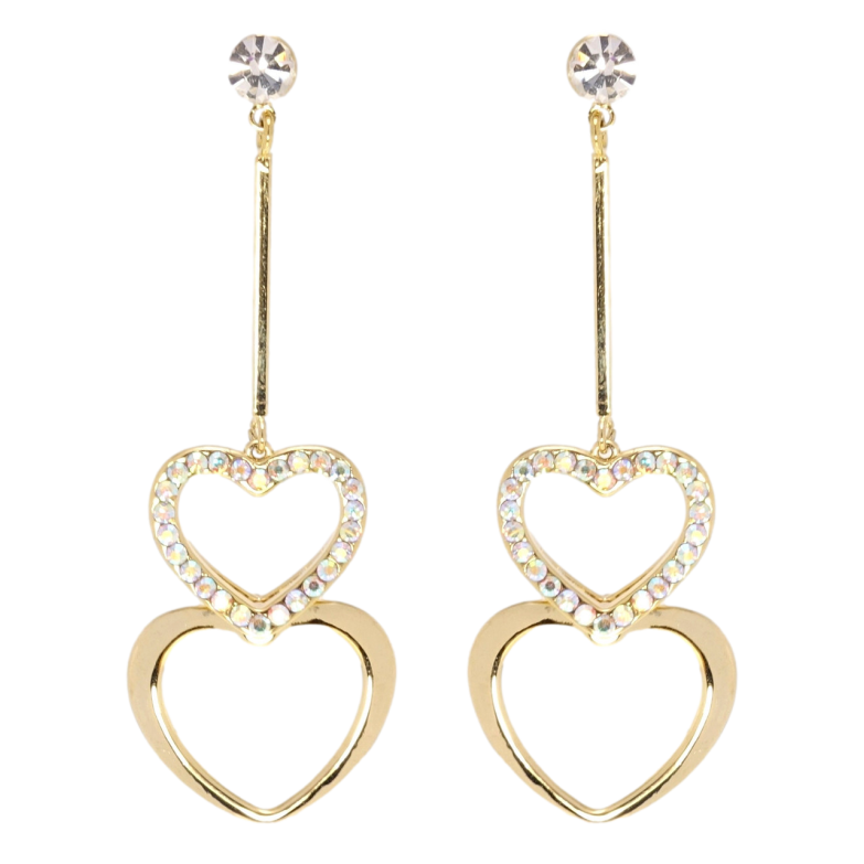 Сережки Xuping JEAN GOUJON Позолота 14K пусети Дует сердець фото №1