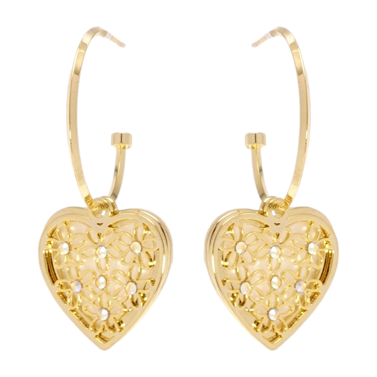 Серьги Xuping JEAN GOUJON Позолота 14K пусеты Цветочные сердечки на кольцах фото №20